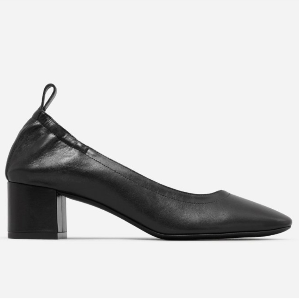 Everlane Day Heel- Black Leather Size 8